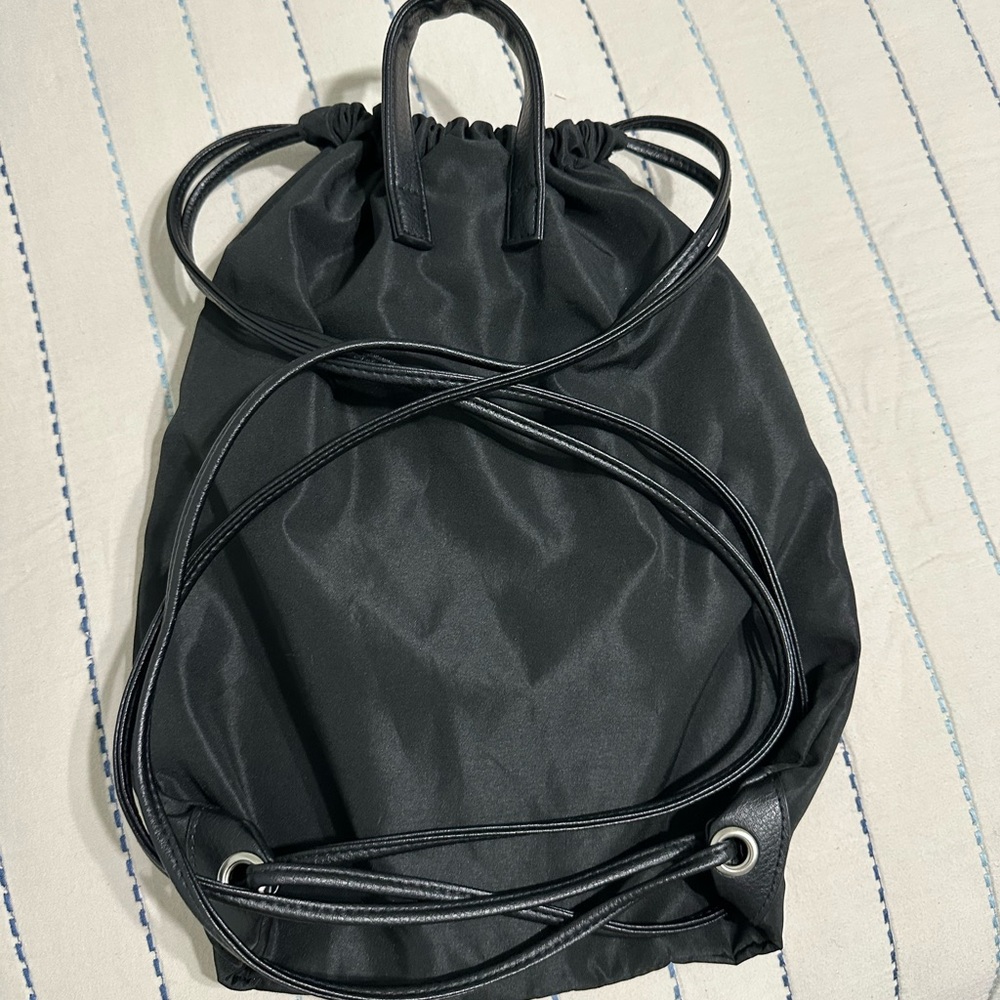 Black Drawstring Backpack Tote - Unbranded - image 1